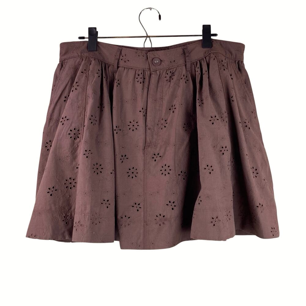 Steve Madden Vanny Brown Eyelet Mini Skirt Size XL New With Tags Western